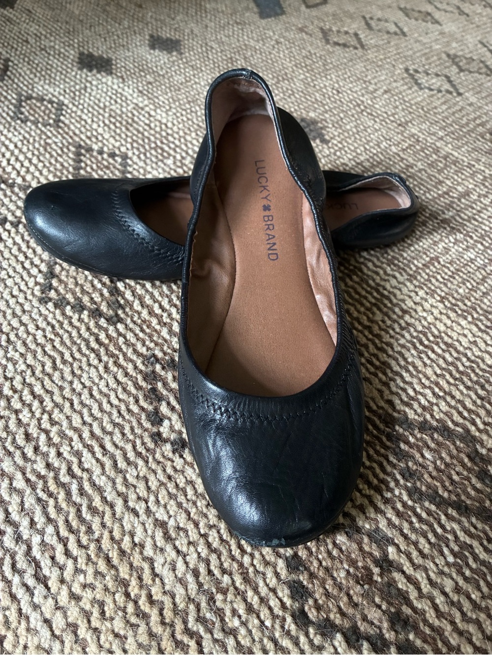 Lucky Brand Black Leather Ballet Flats